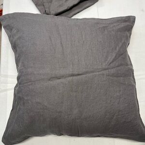 FERN 100% Linen Pillow Covers Charcoal Gray 20 in.² Accent Pillowcase Throw